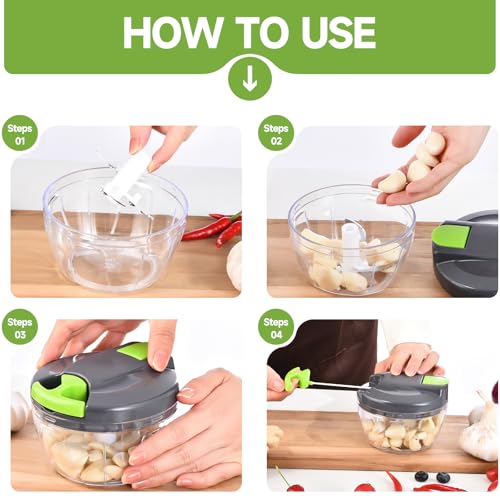 Manual Food Processor Vegetable Chopper (500ml / Ggreen)