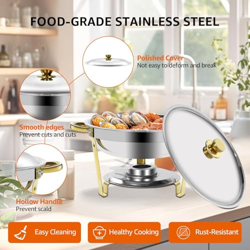 Gold & Silver Chafing Dishes for Buffet with Lid 5QT (2 PACK)