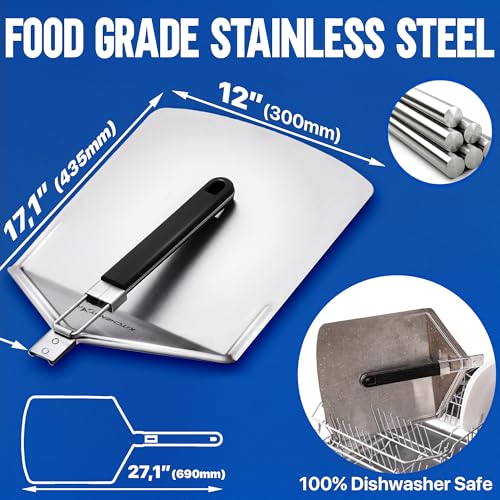 12 Inch Stainless Steel Pizza Peel with Folding Handle