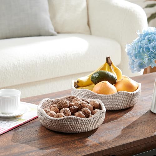 Rattan Bread Basket (Set of 3 (Small/Medium/Large) - Whitewash)