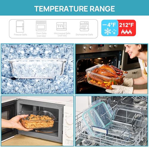 Large Glass Food Storage Containers with Lids (2pack 122oz+50oz)