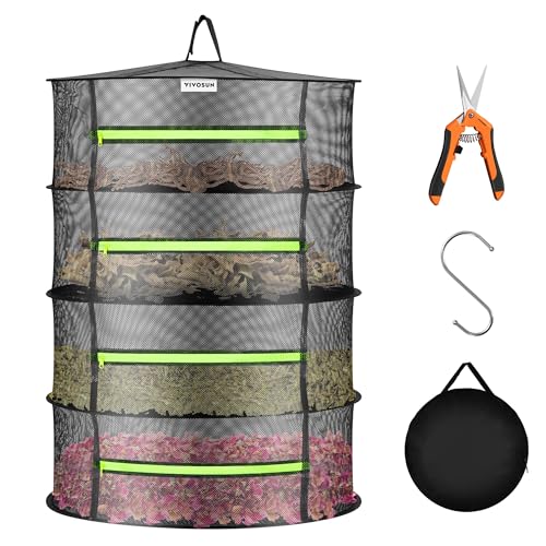 4 Layer Mesh Drying Rack Hanging Design with Green Zippers for Dehydrating