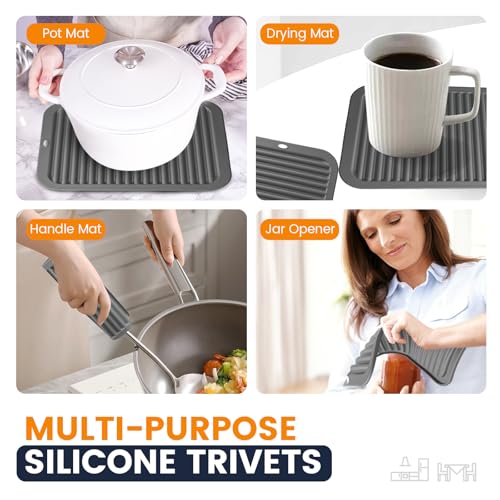 Silicone Trivet Mats 2 Heat Resistant Pot Holders Multipurpose Non (Dim Grey)