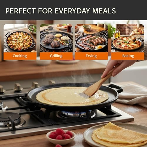 Cast Iron Pizza Pan with Dual Handles