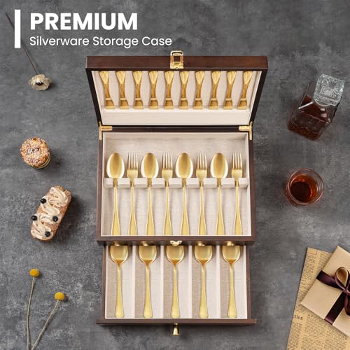 Silverware Storage Box (2 Layer Walnut)