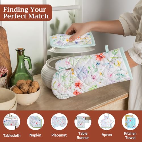 Pot Holders 100% Cotton Potholders (031 - Just Floral / 8" x 8" (Pot Holder Pack of 1))