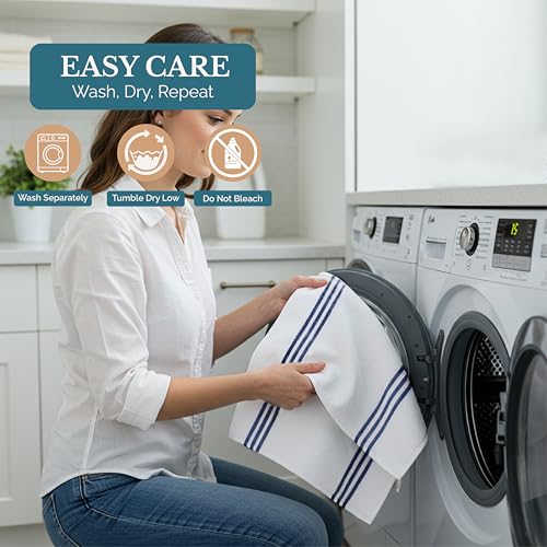 Kitchen Towel Set 8 Pc 4 Dish Cloths (Terry - Indigo / Kitchen Towel Set - 8 Pack)
