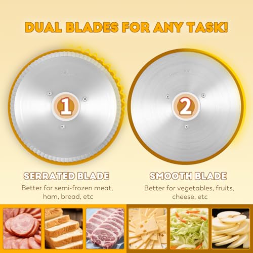 Meat Slicer 220W Electric Deil Food Slicer with 2 Removable 7.5" Blades (Silver)