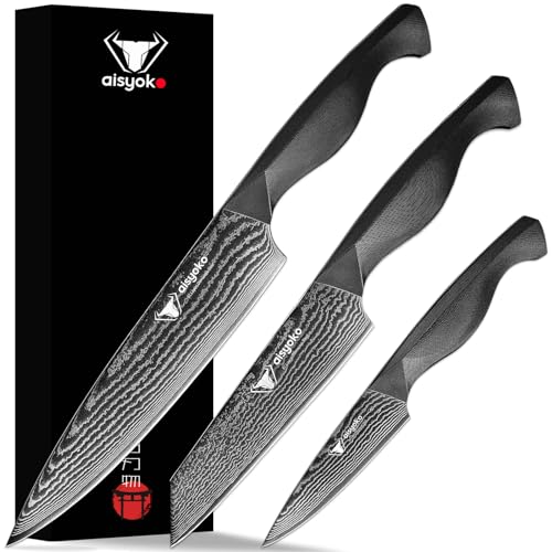 8C Damascus Knife Set (3-Piece Knife Set (Multiple Sizes))