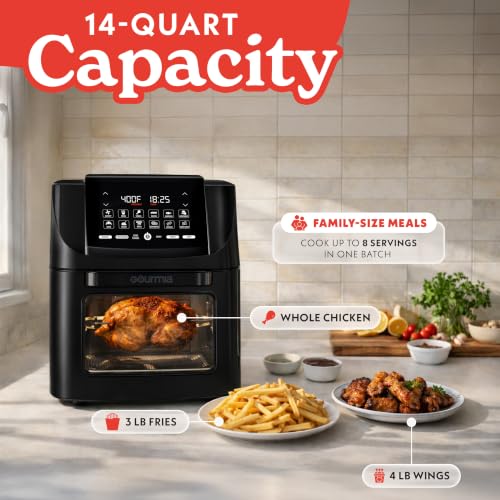 Air Fryer 14 Qt Rotisserie Oven with Window (Black)