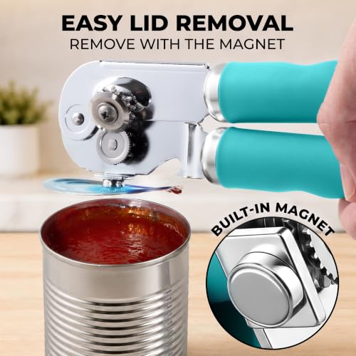 Stainless Steel Swing Open Manual Can Opener Comfortable Grip (Dusty Blue / Swing Open)