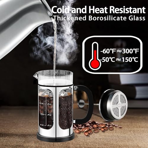 French Press Coffee Maker (Silvery / 21 oz)
