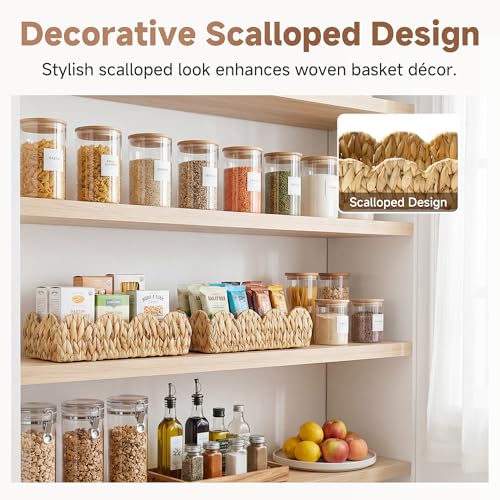 Small Scalloped Baskets for Decor (Natural(water Hyacinth) / 15 ¾"L x 6 ½"W x 4 ¼"H (Scalloped))