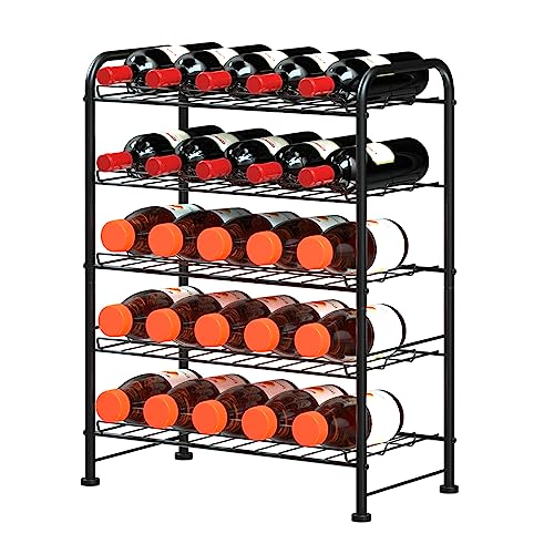 Plastic Water Bottle Storage Rack 5 Tier Bottled Water Holder Organizer Freestanding Floor Small Beverage Soda Drink Stand Shelf for Kitchen Pantry Can Storage