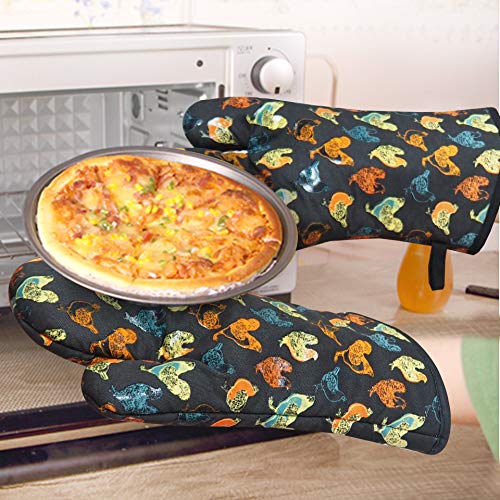 Oven Mitts 1 Pair (Rooster, Black Mittens)