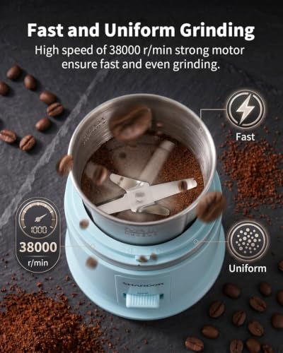 Quiet Coffee Grinder Electric (Blue / 2 BOWL)