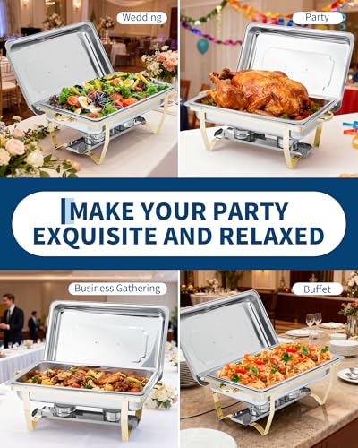 Chafing Dishes for Buffet 4 Pack (Gold / 4 Pack)