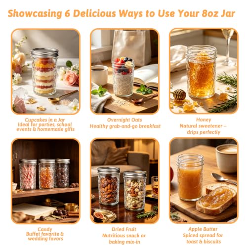 8 oz Glass Mason Jars (8oz-12pcs-D)