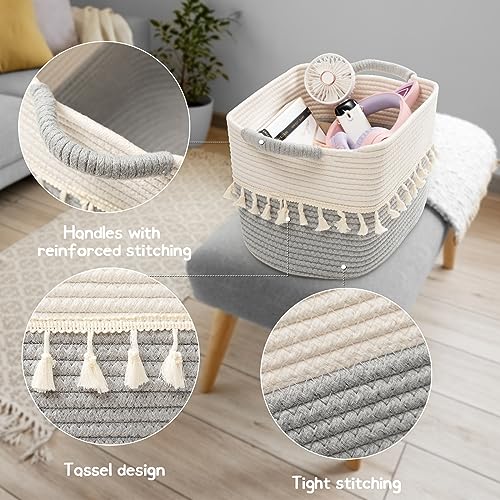Storage Basket 3 Pack for Organizing (White & Dark Grey / 3 Pack)