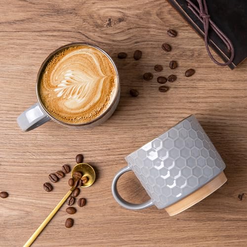 12 OZ Stackable Coffee Mugs Set of 4 (Gray / 12 Ounces)