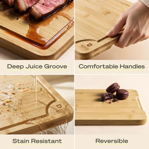 Wooden Cutting Boards for Kitchen Meal Prep & Serving (3-Piece / Natural)