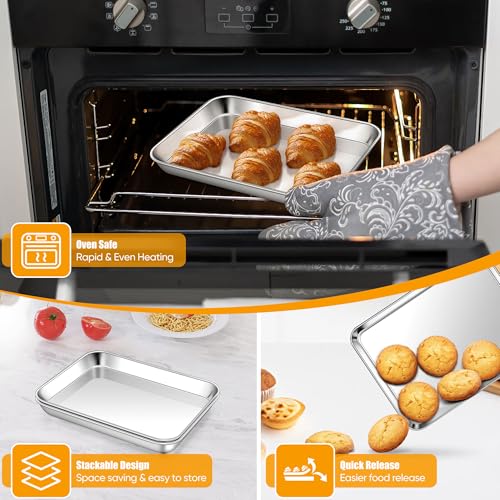 1 Pack 10 x 8 Inches Small Stainless Steel Baking Sheet (10x8x1)