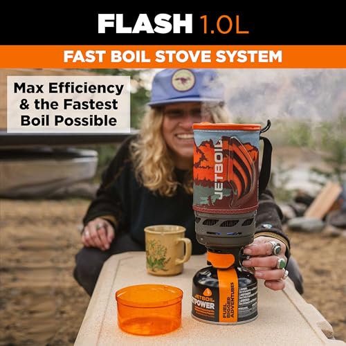 Flash 1.0L Portable Fast Boil Stove for Camping and Backpacking with 1 (Mountainscape / 1 Liter)