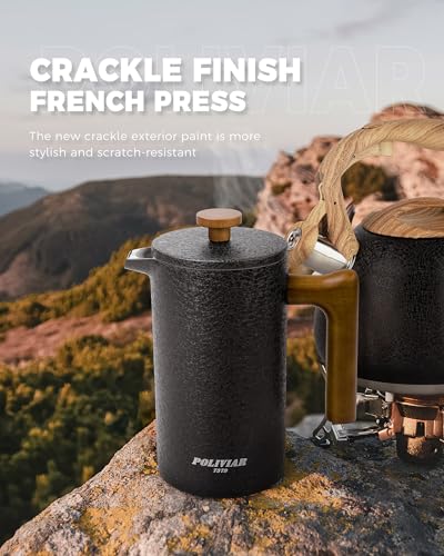 POLIVIAR French Press Coffee Maker (Crack Black)
