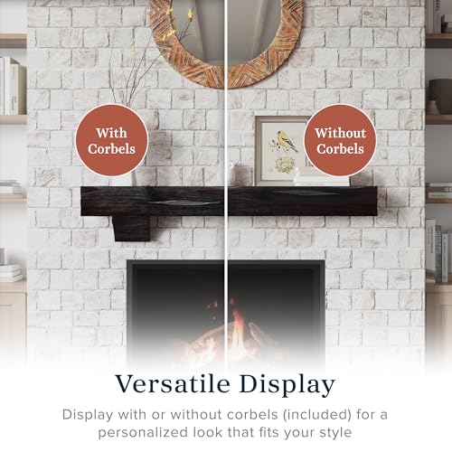 Breckenridge 60” Fireplace Mantel Shelf with Corbels (Coffee Bean Rustic / 60 Inch)