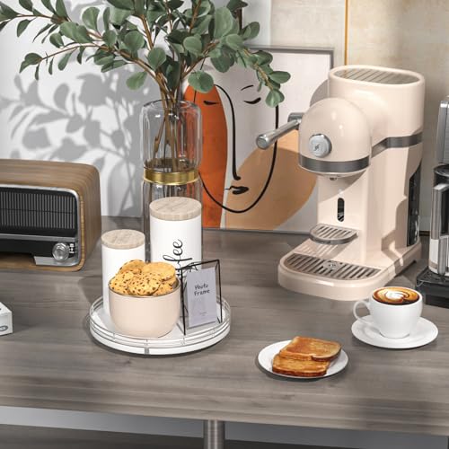 9 Inch Oak Lazy Susan Spice Organizer with Silver Metal Rail (Sliver White / 9)
