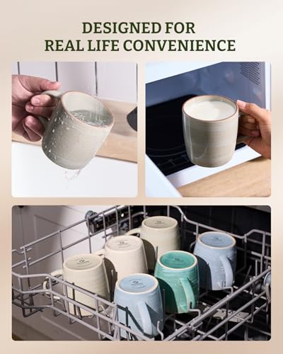 Coffee Mugs Set of 6 (Meteor-Matcha Green / 6 Count (Pack of 1))
