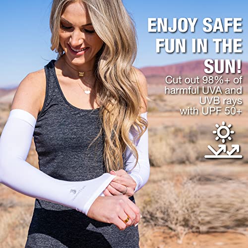 Cooling Arm Sleeves for Men & Women (4 Pairs: 1 Pair White + 1 Pair Black + 1 Pair Gray + 1 Pair Dark Blue / One Size)