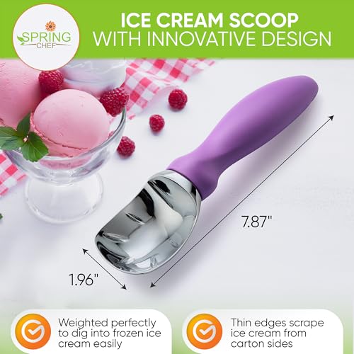 Heavy Duty Metal Ice Cream Scoop with Soft Grip Handle