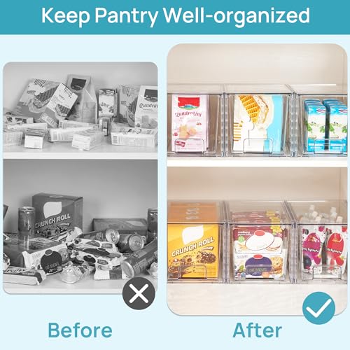 4 Pack Stackable Clear Pantry Storage Drawers (2Pack 7"H)