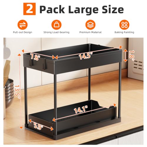 Under Sink Organizer 2 Pack (Black / 2 pack)