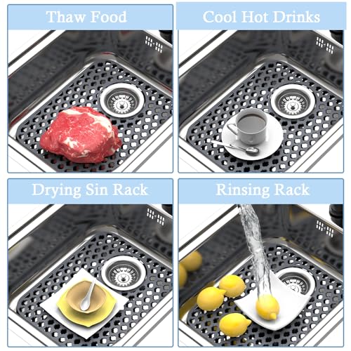 2 Pack Silicone Sink Protector Mat for Kitchen Sink Rear Drian Gray (Gray)