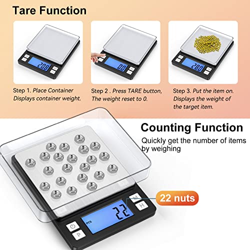 Upgraded Small Food Scale with 0.1 g (0.1g/3kg Black)