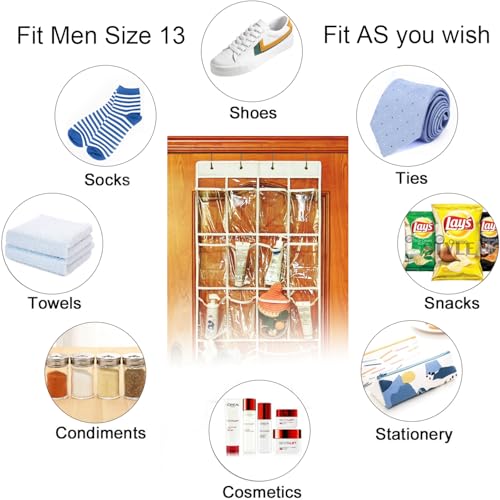 Over The Door Organizer 18 Large Mesh Shoe Storage Pockets（PVC） (transparent)