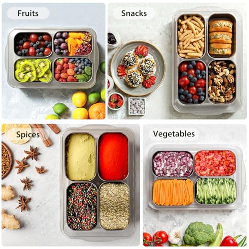 Snackle Box Container (4 Compartment (13.38"L x 9.25"W x 3.54"H))