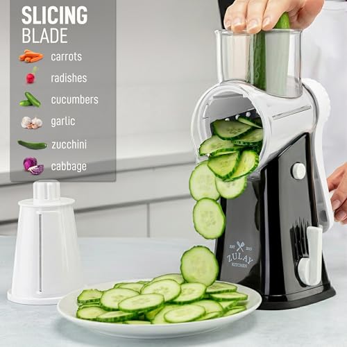 Rotary Cheese Grater Manual Hand Crank 5 Blade Shredder