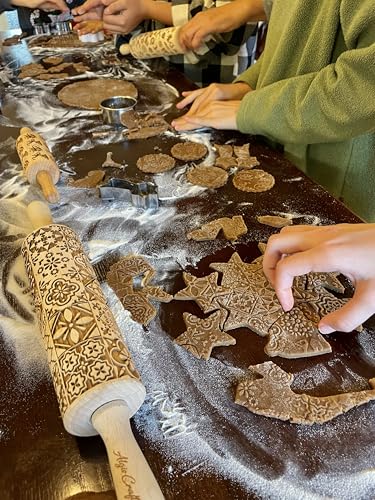 FLORAL 3 Small Textured Rolling Pin Set. Wooden laser engraved embossing dough roller for embossed cookies gift for Birthday