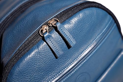 Genuine Leather Picnic Backpack for 4 (Blue)