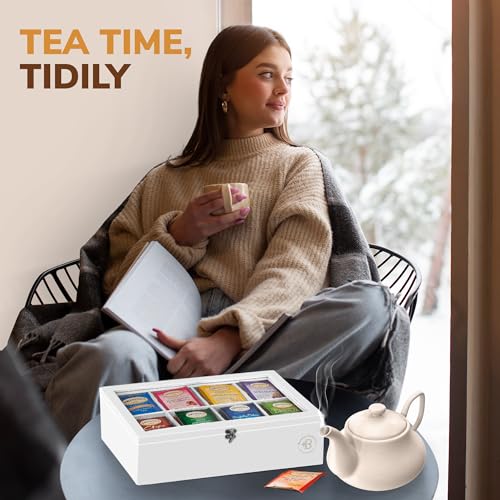 Tea Bag Organizer with Drawer (White)