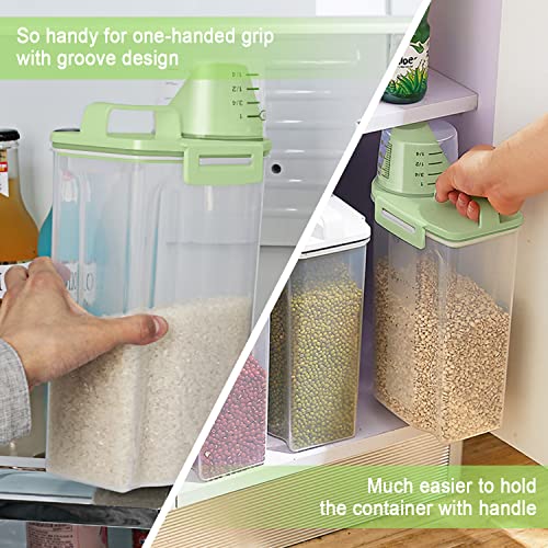 Rice Container Cereal Storage Container 2 Pack 5 Lbs (Green 3+3Qt)