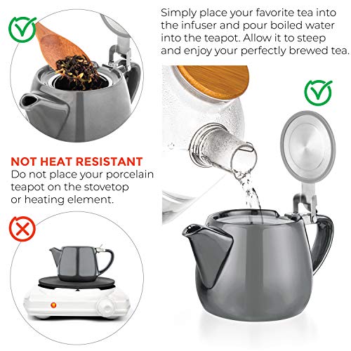 Pluto Porcelain Small Teapot Grey (Gray)