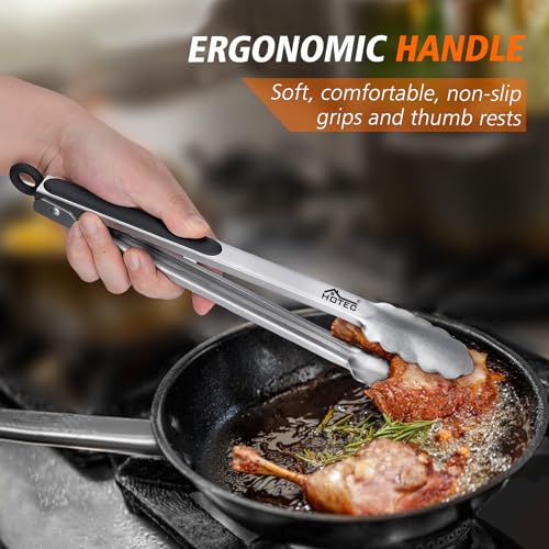 Stainless Steel Locking Kitchen Tongs for Cooking & Serving (9 inch, 2pack)