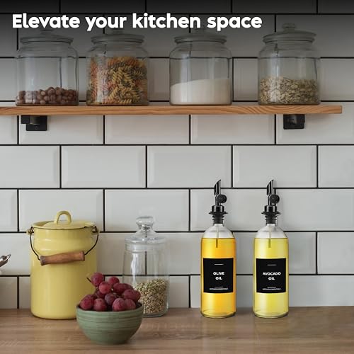 Large Oil Dispenser for Kitchen (16.9 fl oz (2-Pack) / Black)