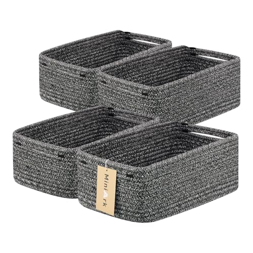 Small Storage Baskets for Organizing (4pcs-L13xW8.5xH5.1" / Dark Gray)