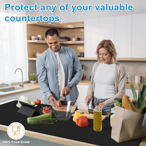 Silicone Mats for Kitchen Counter 47"x23.6"x0.08” (Black / 47"L x 23.6"W)