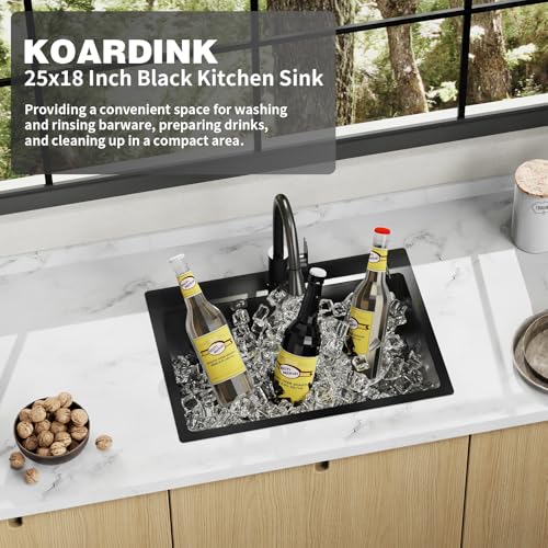 Black 25x18In Drop In Kitchen And Bar Sink (25x18 Black)
